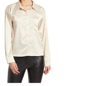 AFRM Perlina Satin Button Top